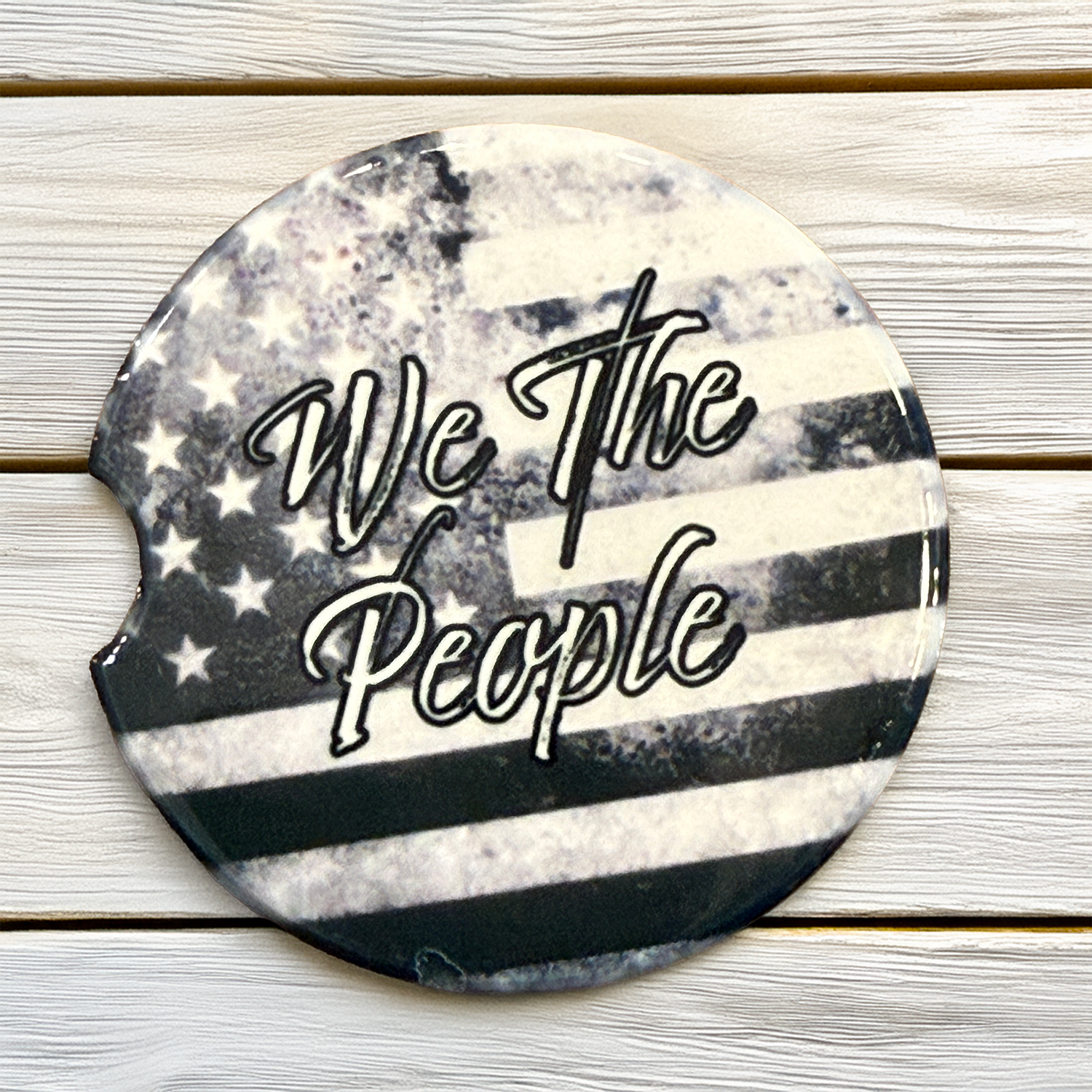 We The People Ceramic Car Coaster