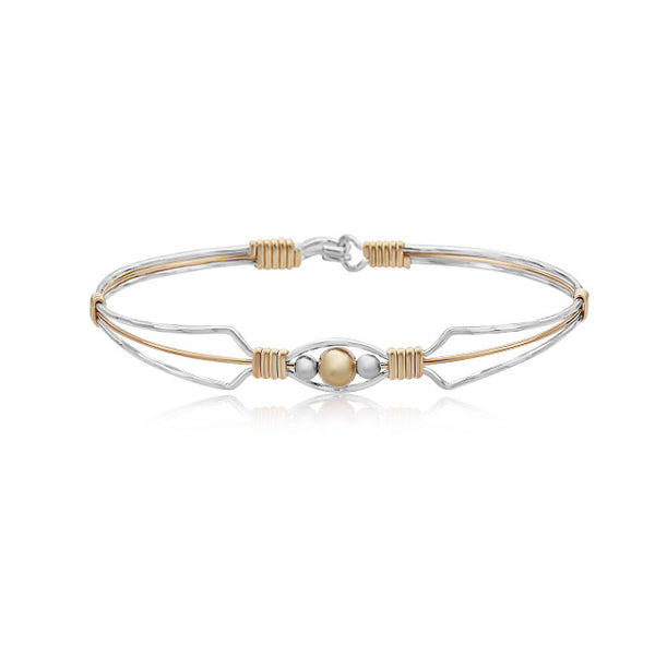 I Am Worthy Sterling Silver with 14K Gold Artist Wire Center Wire and Wraps Bracelet