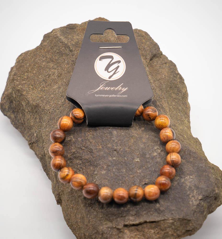 Natural Wood 8mm Beaded Stretch Bracelet - Turnmeyer Galleries