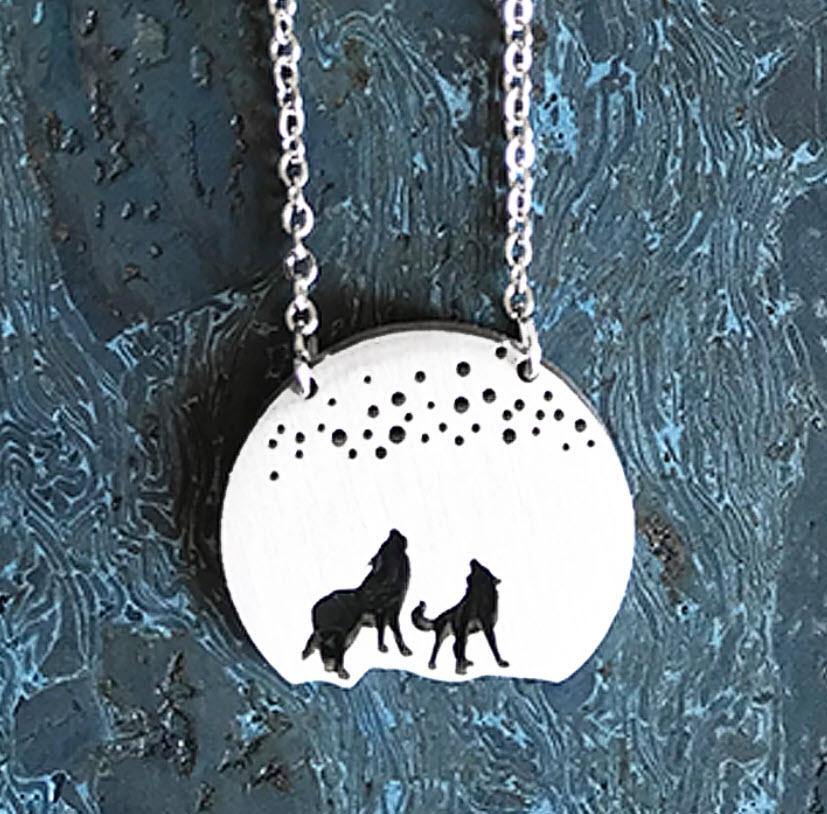 Howling Wolves Stainless Steel Necklace - Turnmeyer Galleries