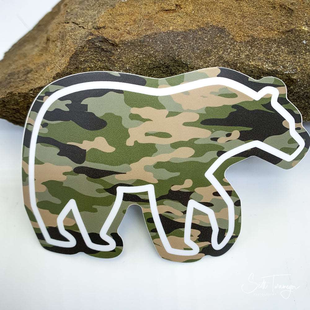 Camouflage Bear Vinyl Sticker Decal