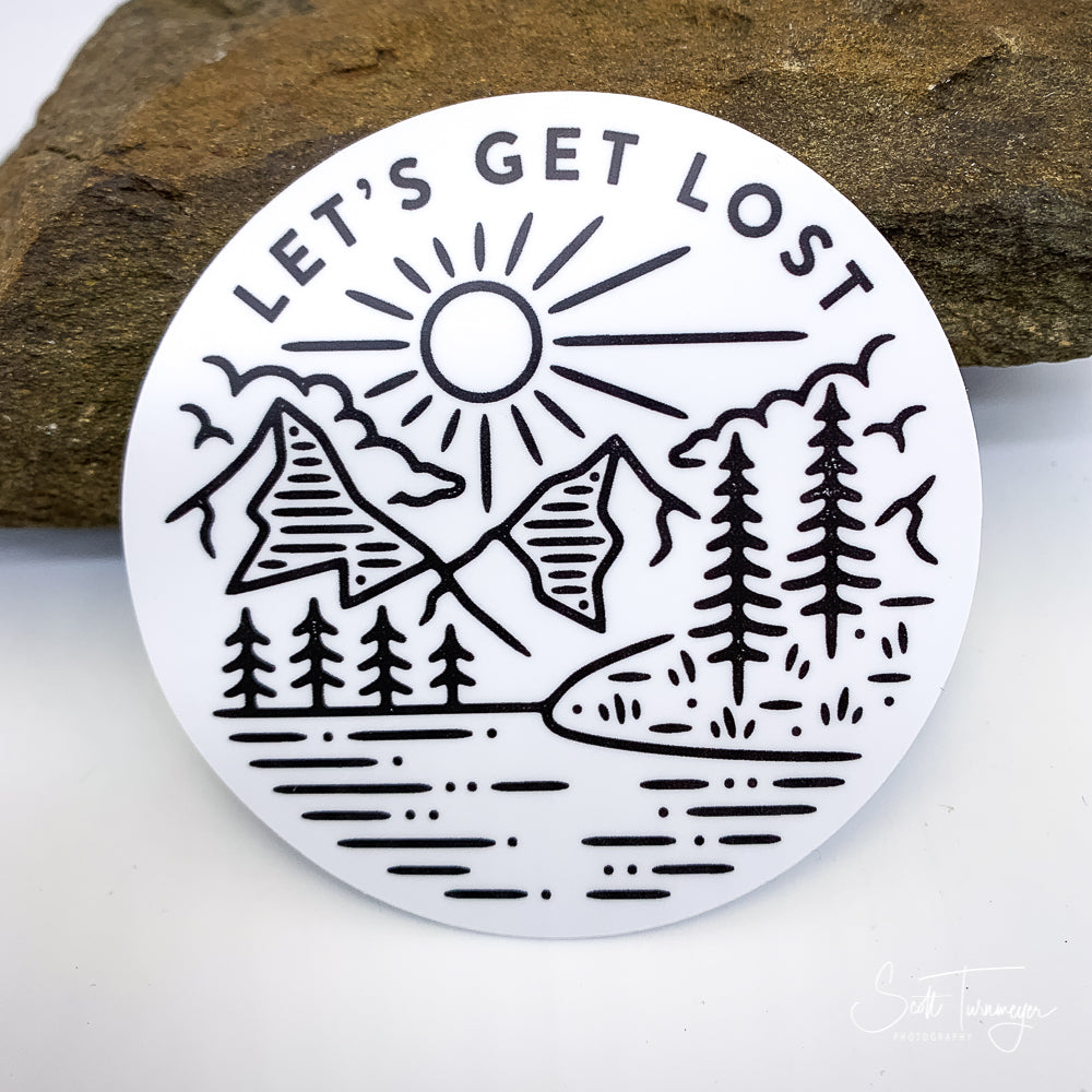 Let’s Get Lost Mountains River Vinyl Sticker Decal