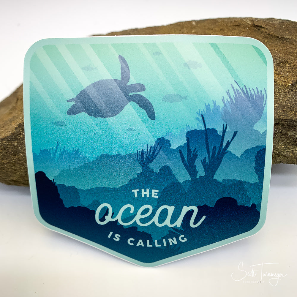 The Ocean Is Calling Turtle Vinyl Sticker Decal