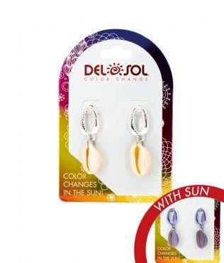 Del Sol Color-Changing Earrings – Purple and Silver Cowrie - Turnmeyer Galleries