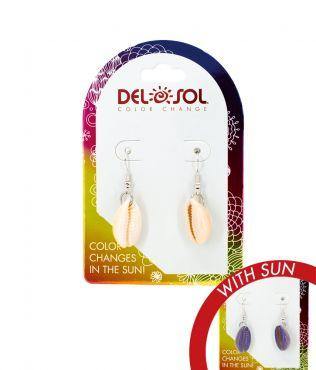 Del Sol Color-Changing Earrings – Purple Cowrie - Turnmeyer Galleries
