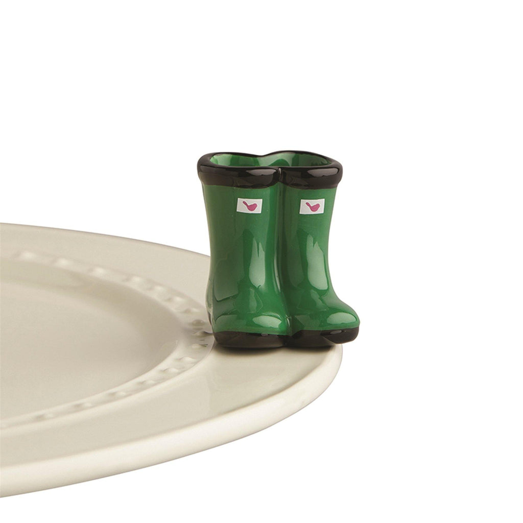 Jumpin' Puddles Green Wellies Boots Mini by Nora Fleming - Turnmeyer Galleries