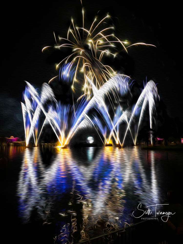 Blue Fireworks Fine Art Landscape Photography Print
