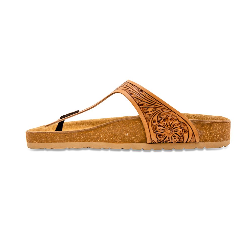Grashius Western Hand Tooled Leather Sandals